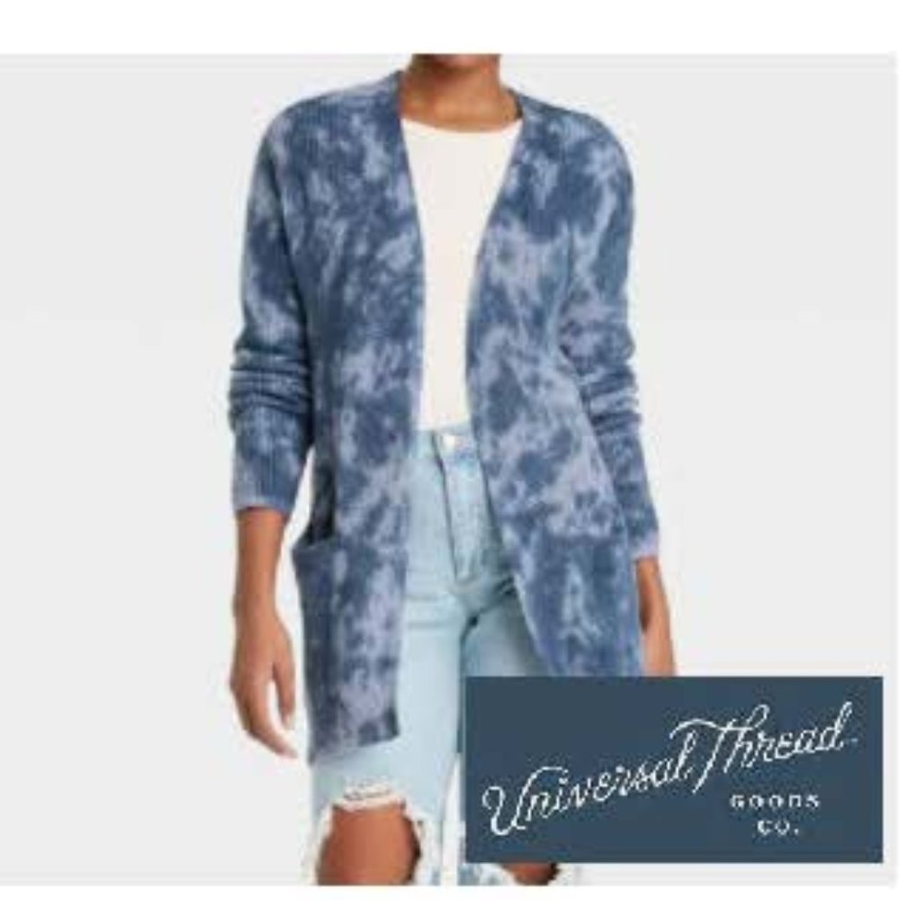 Universal Thread Blue Tie Dye Open Front Cardigan M